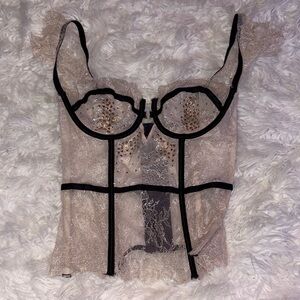 Victoria’s Secret Lace Bustier Top with Black Trim